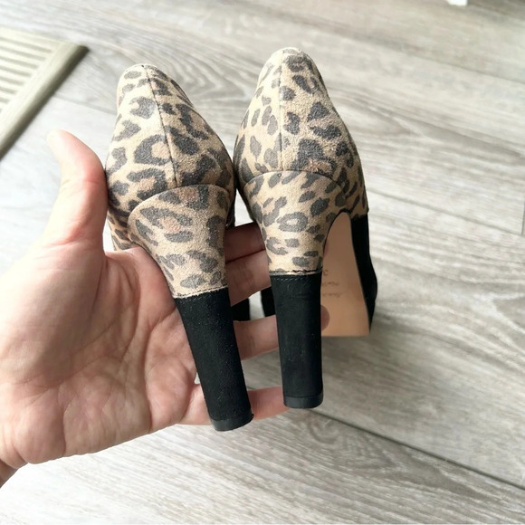 Leopard Black Suede Leather Block Heel Pumps Made in Italy - Picture 7 of 15